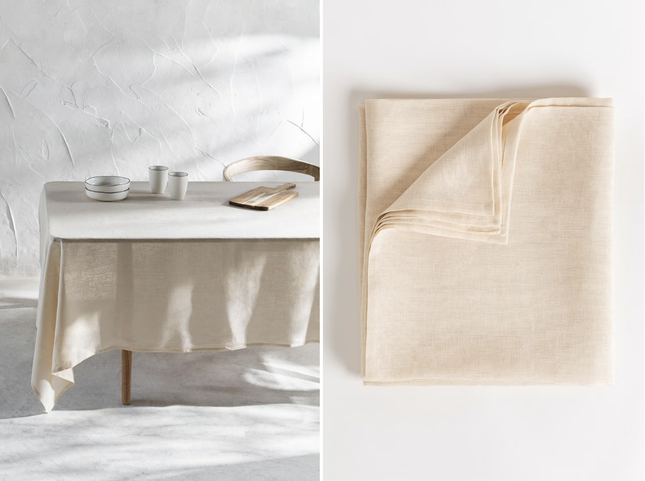 Obrus lniany Kremowa Tapioca 145 x 240 cm - Yooglo