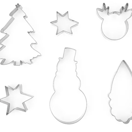 Wykrawacze do ciastek Merry Christmas, srebrny (1 op. / 6 szt.) - Yooglo
