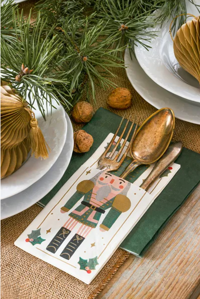 Kieszonka na sztućce Dziadek do orzechów, 10x20 cm, mix (1 op. / 6 szt.) - Yooglo