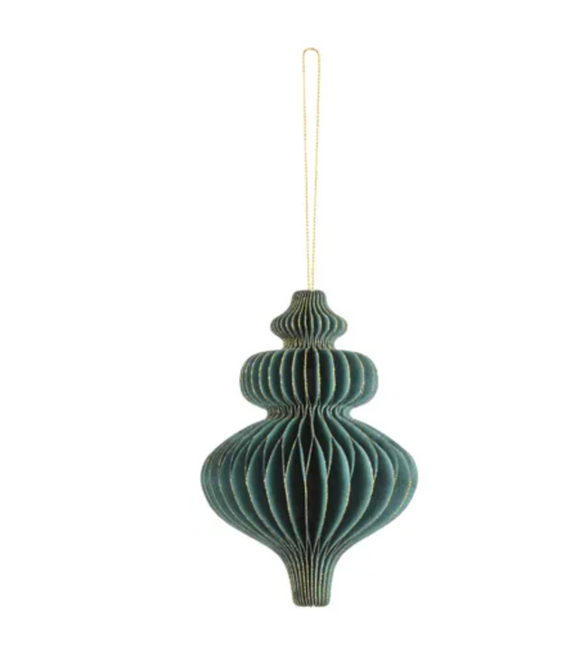 Bombka papierowa honeycomb Sopelek, butelkowa zieleń, 10x15 cm - Yooglo