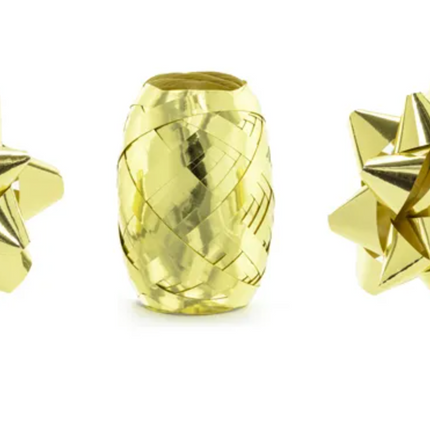 Zestaw wstążek i rozetek, złoty, mix (1 op. / 3 szt.) - Yooglo