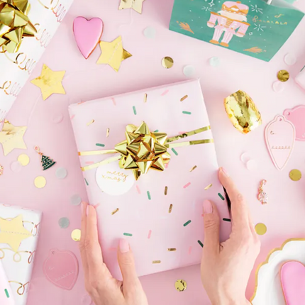 Zestaw wstążek i rozetek, złoty, mix (1 op. / 3 szt.) - Yooglo