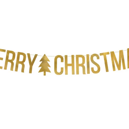 Baner Merry Christmas, złoty, 10,5x150cm - Yooglo