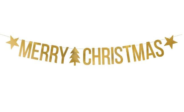 Baner Merry Christmas, złoty, 10,5x150cm - Yooglo
