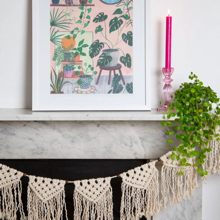 Kremowa girlanda makramowa Boho, ręcznie tkana z bawełny - Yooglo