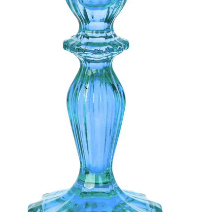 Szklany świecznik Boho – wysoki, jasnoniebieski - Yooglo