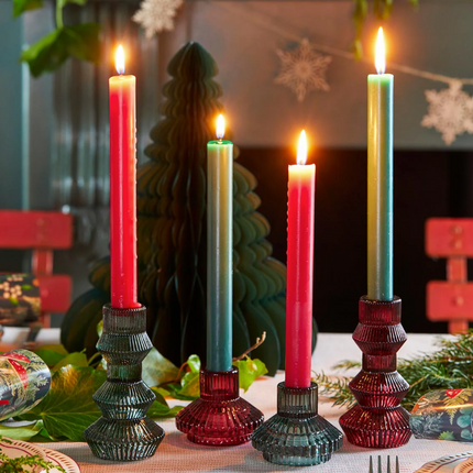 Średnie świeczniki szklane – ciemnozielone - Yooglo