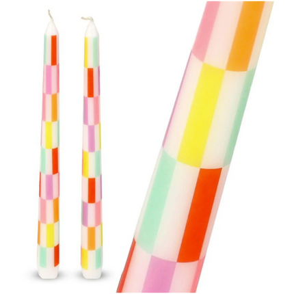 Świece stołowe kolorowe Check Taper – 2 szt. - Yooglo