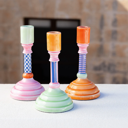 Świecznik emaliowany – zielony, 18 cm - Yooglo