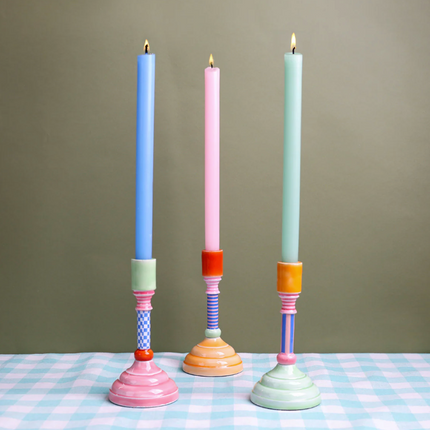 Świecznik emaliowany – pomarańczowy, 18 cm - Yooglo