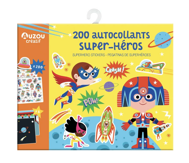 Zestaw 200 naklejek Super bohaterowie z planszami - Yooglo