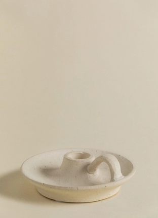 Świecznik ceramiczny Laisne - kolor: kremowy - Yooglo