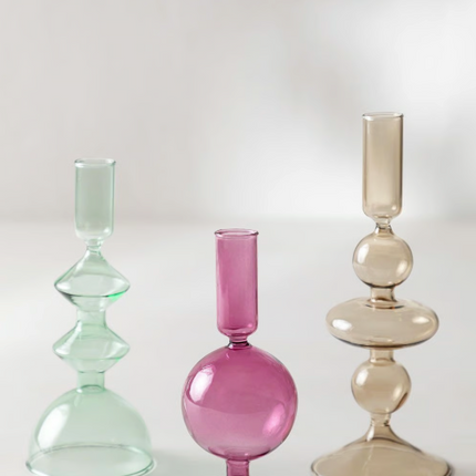 Zestaw 3 szklanych świeczników Nalyna - różne kolory - Yooglo