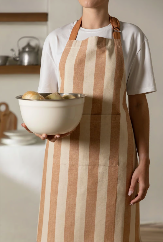 Fartuch beżowy w paski - Yooglo