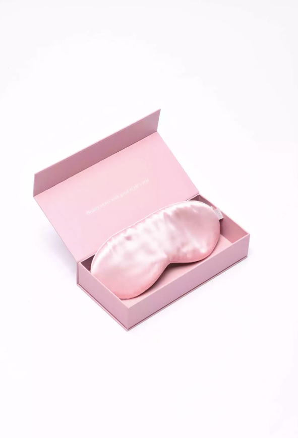 Jedwabna opaska do spania pudrowy róż - Yooglo