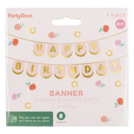 Baner Happy Birthday Konie, 13 x 150 cm - Yooglo