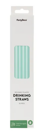 Słomki plastikowe, szałwiowy 12 szt. - Yooglo