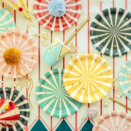 Talerzyki Paski Cyrk, 18x18 cm, mix