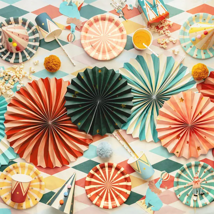 Talerzyki Paski Cyrk, 18x18 cm, mix