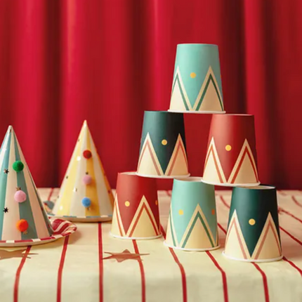 Paper tablecloth, golden stripes with stars, 180 x 120 cm