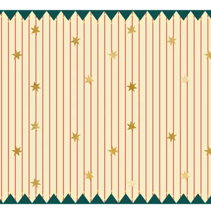 Paper tablecloth, golden stripes with stars, 180 x 120 cm
