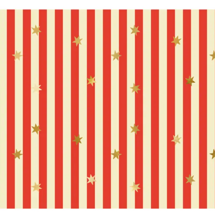Obrus papierowy Pasy czerwone z gwiazdkami 180 x 120 cm