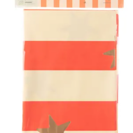 Obrus papierowy Pasy czerwone z gwiazdkami 180 x 120 cm