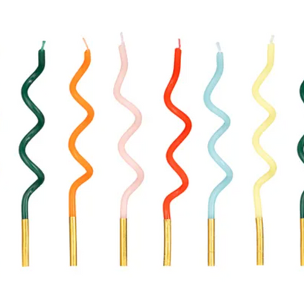 Rainbow twisted birthday candles, 14 cm, mix