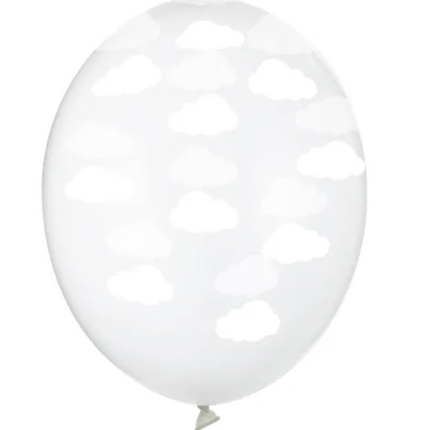 Balony 30cm, Chmurki, Crystal Clear opak. 50szt.