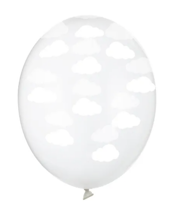 Balony 30cm, Chmurki, Crystal Clear opak. 50szt.