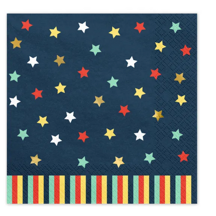 Serwetki Gwiazdki, 33x33 cm, granatowy