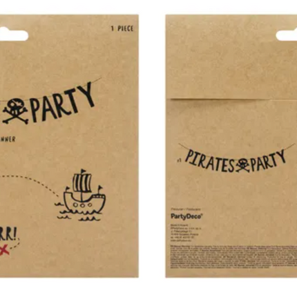 Baner Piraci - Pirates Party, czarny, 14x100cm