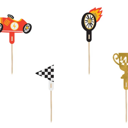 Dekoracje do muffinek Autka, 12 cm, mix