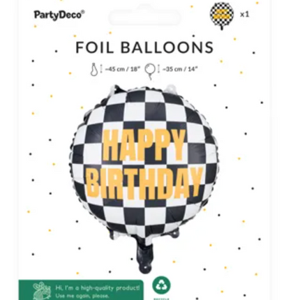 Balon foliowy Szachownica Happy Birthday, 45 cm