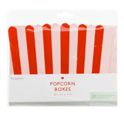 Red and pink popcorn boxes