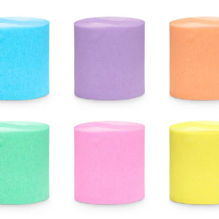 Crepe 5cm/10m, set of 6, pastel rainbow mix