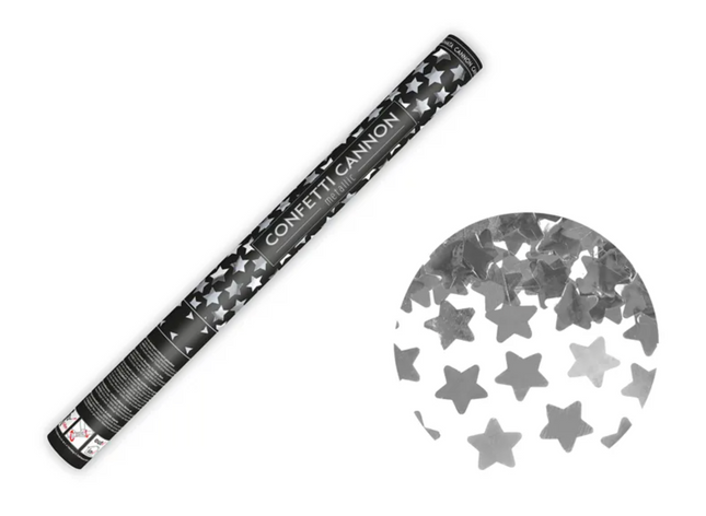 Tuba z gwiazdkami, srebrny, 60cm