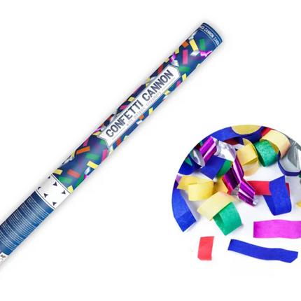 Tuba z konfetti i serpentynami, mix, 60cm