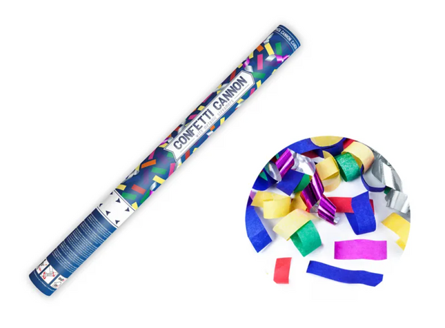 Tuba z konfetti i serpentynami, mix, 60cm