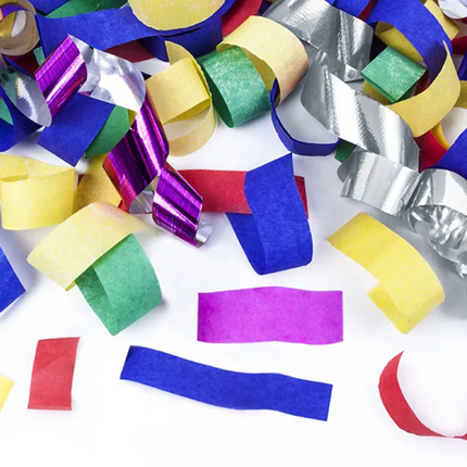Tuba z konfetti i serpentynami, mix, 40cm