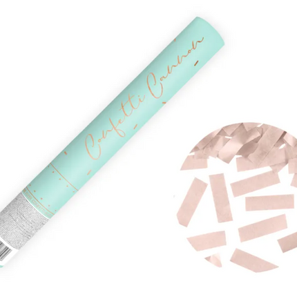 Tuba z konfetti, różowe złoto, 40 cm