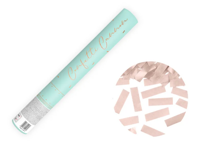 Tuba z konfetti, różowe złoto, 40 cm