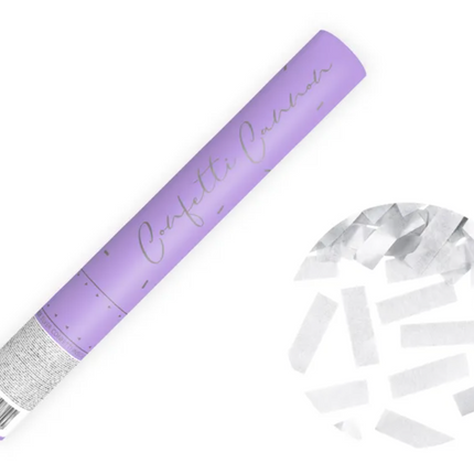 Tuba z konfetti, srebrny, 40 cm