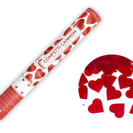 Tube with hearts, red, 40cm 