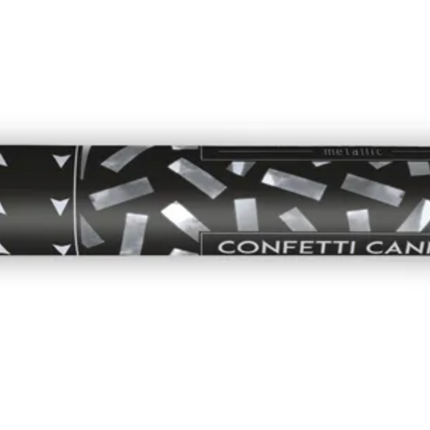 Tuba z konfetti, srebrny metallic, 40cm