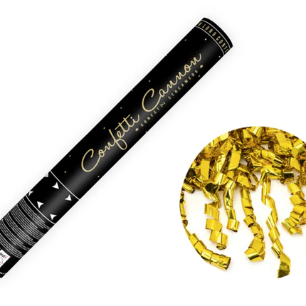 Tuba z serpentynami, złoty, 40cm