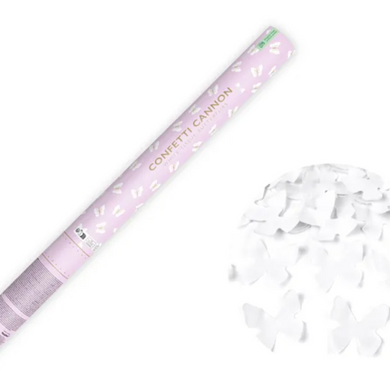 Tuba z motylkami, biały, 60cm