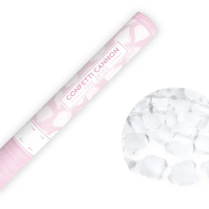 Tuba z płatkami róż, biały, 40cm