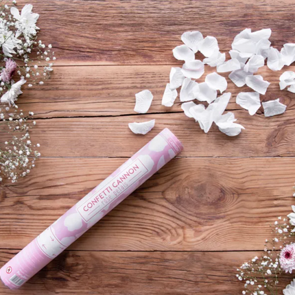 Tuba z płatkami róż, biały, 40cm