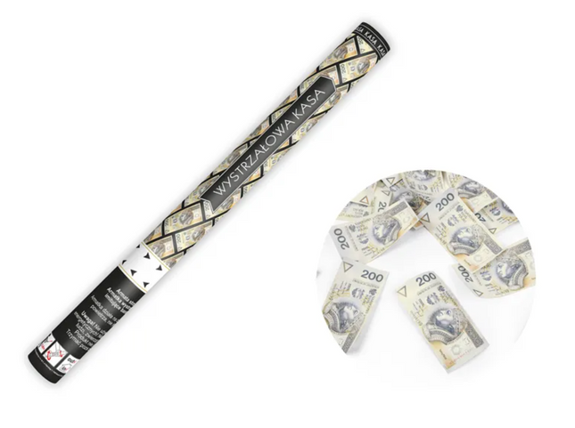 Tuba z banknotami 200 PLN, 60cm